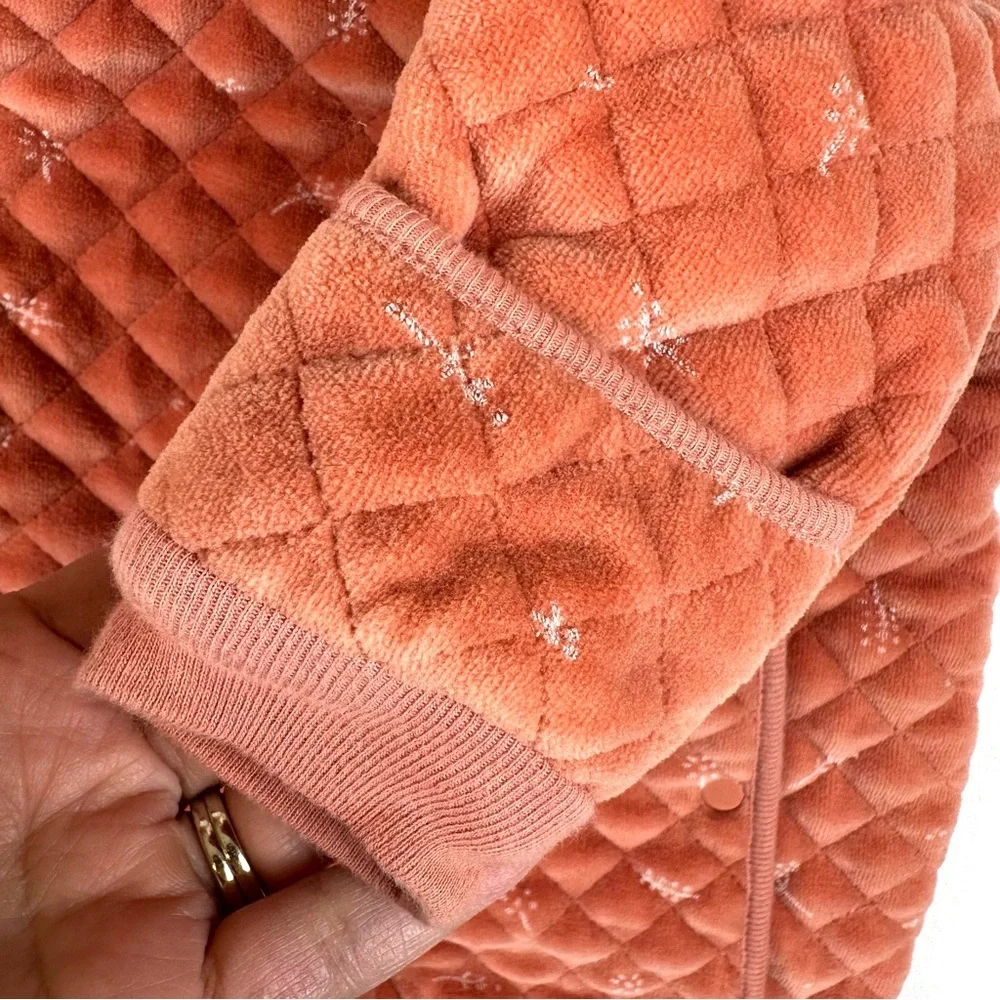 Nordstrom Baby Quilted Velour Bunting Floral Bear Ears Cozy Pink Desert Rose